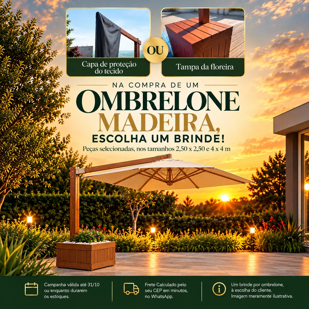 Ombrelone de Madeira ao Por do Sol